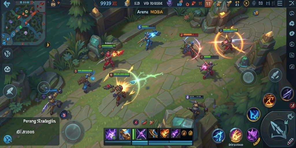 Gameplay seru dari 9939 yang menampilkan pertarungan tim MOBA.