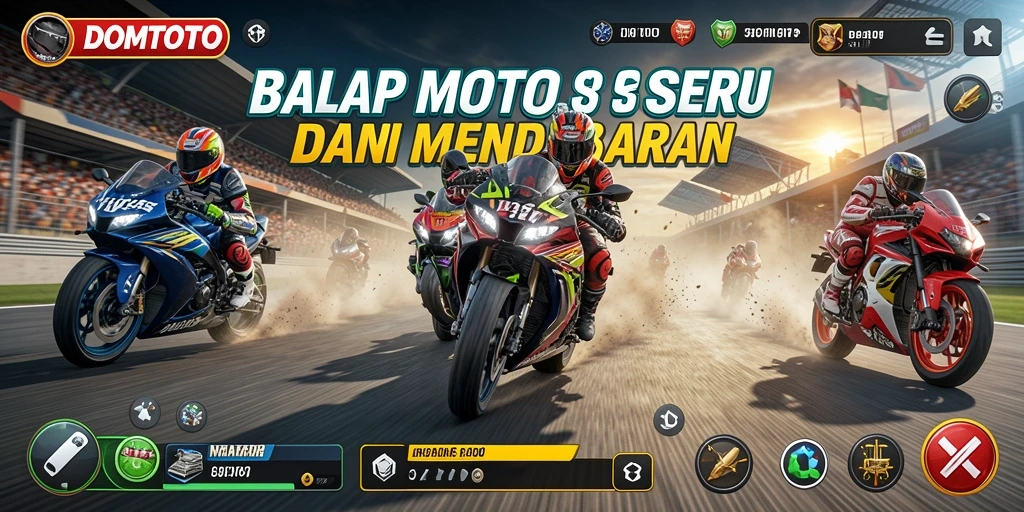 Gameplay mendebarkan dari DOMTOTO dengan aksi balap yang intens.