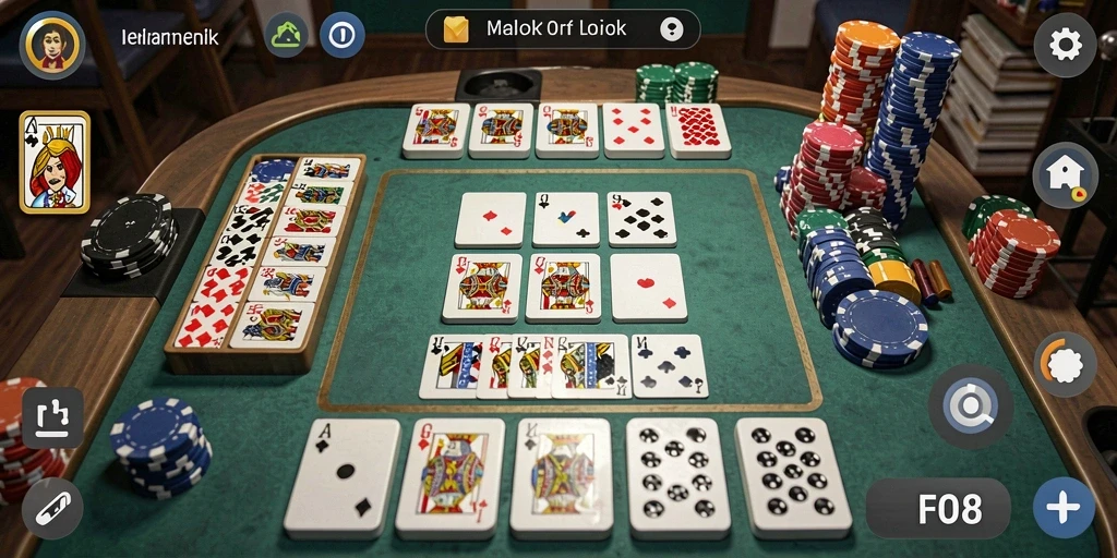 Tangkapan layar FO8 menunjukkan gameplay seru permainan Domino.