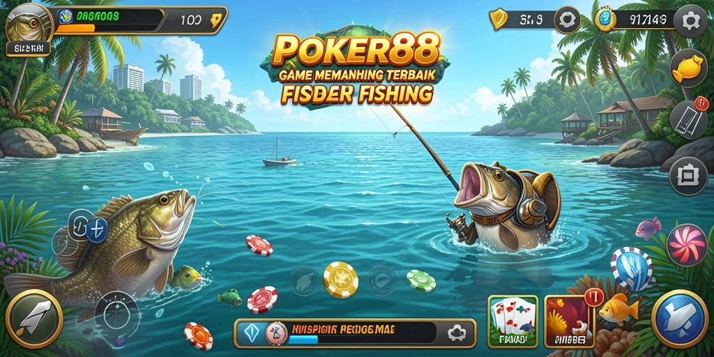 Tampilan gameplay seru di POKER88 dengan aksi memancing yang menantang.