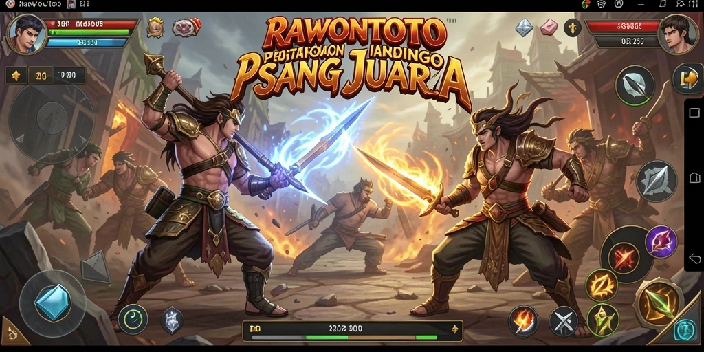 Tangkapan layar gameplay epik dari RAWONTOTO dengan aksi pertarungan yang mendebarkan.
