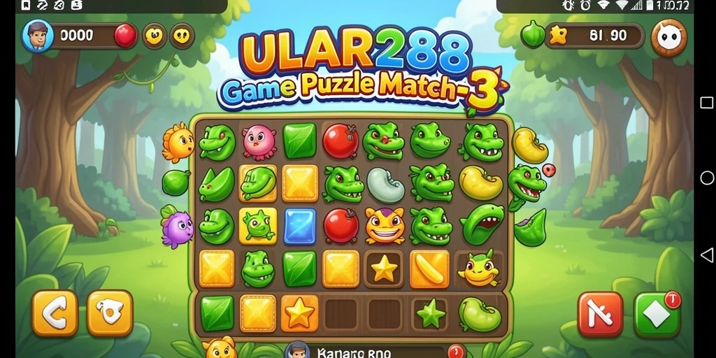 Screenshot gameplay ULAR288 dengan tantangan Match-3 yang seru.