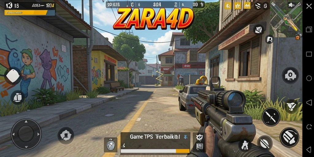 Tangkapan layar utama ZARA4D menampilkan aksi seru dalam gameplay TPS.